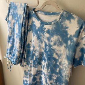 Blue Bleached Loungewear set